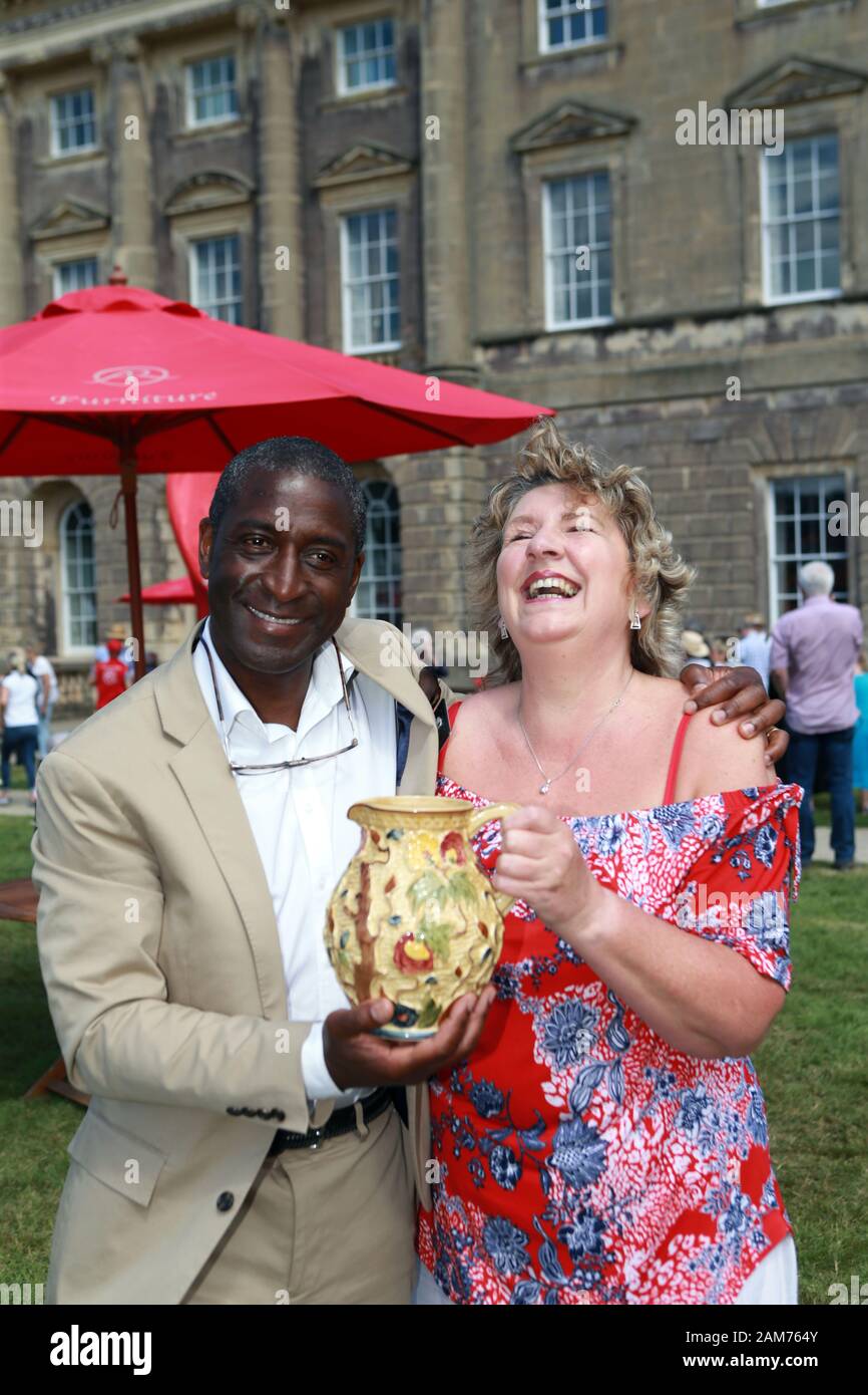 Maggi Magnin enjoys the company with BBC Antiques Roadshow experts