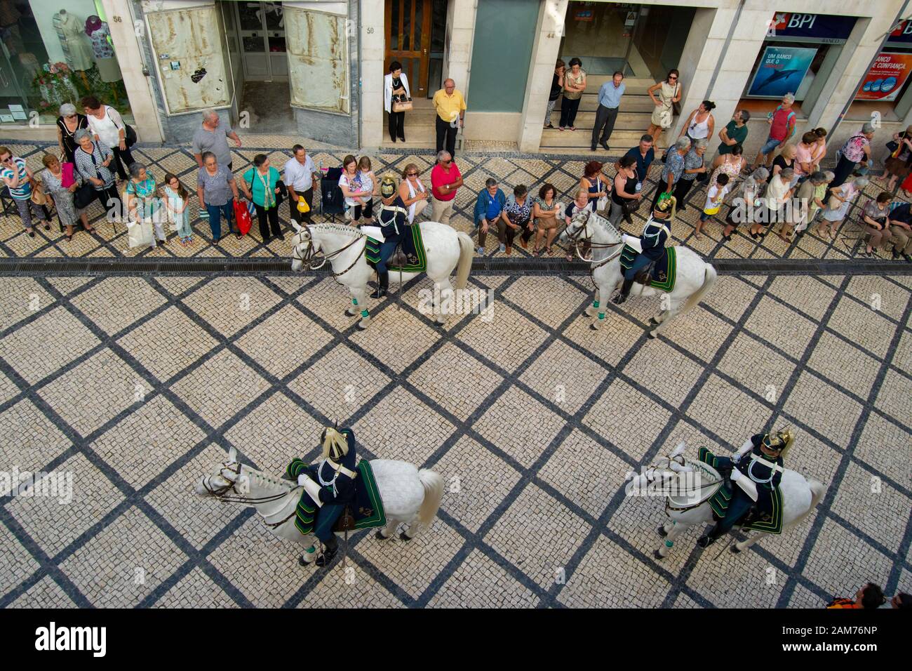 COIMBRA, PORTUGAL - 10 Jul 2016 - Officers of the GNR in the parade in commemoration of the 500th anniversary of the Queen Saint of Coimbra Portugal Stock Photo