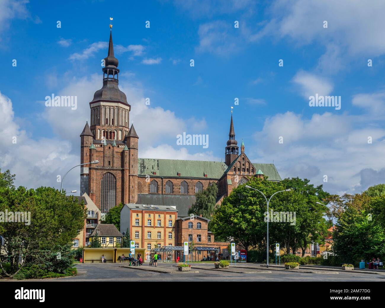 brick gothic style St. Mary's Church (Marienkirche) in the Hanseatic town of Stralsund, Mecklenburg-Vorpommern, Germany Stock Photo
