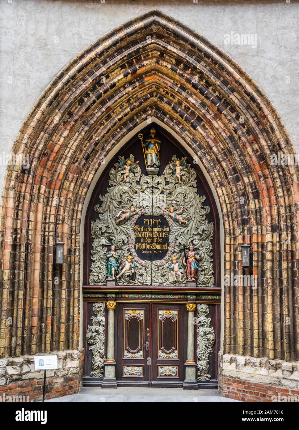 West Portal of Stralsund's St. Nicholas Church (Nikolaikirche), Hanseatic town of Stralsund, Mecklenburg-Vorpommern, Germany Stock Photo
