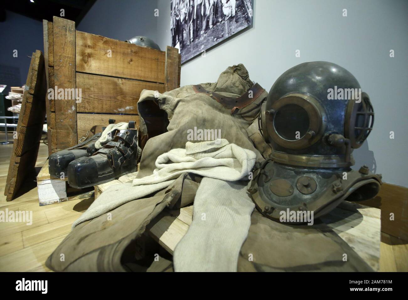 An old standard diving dress (also known as hardhat or copper hat