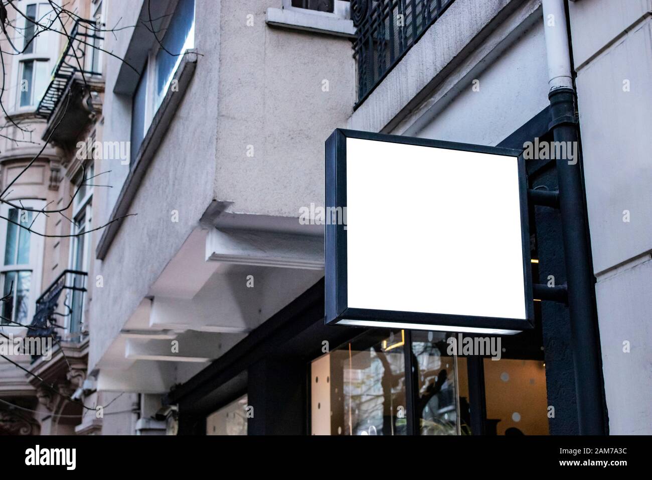 signboard mockup and template empty frame for logo or text on exterior