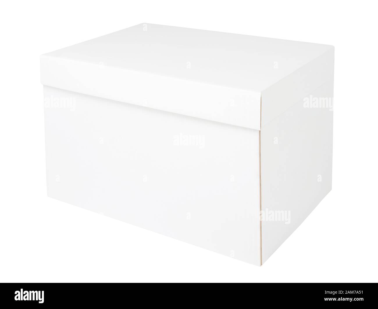 White cardboard box isolated on white background Stock Photo