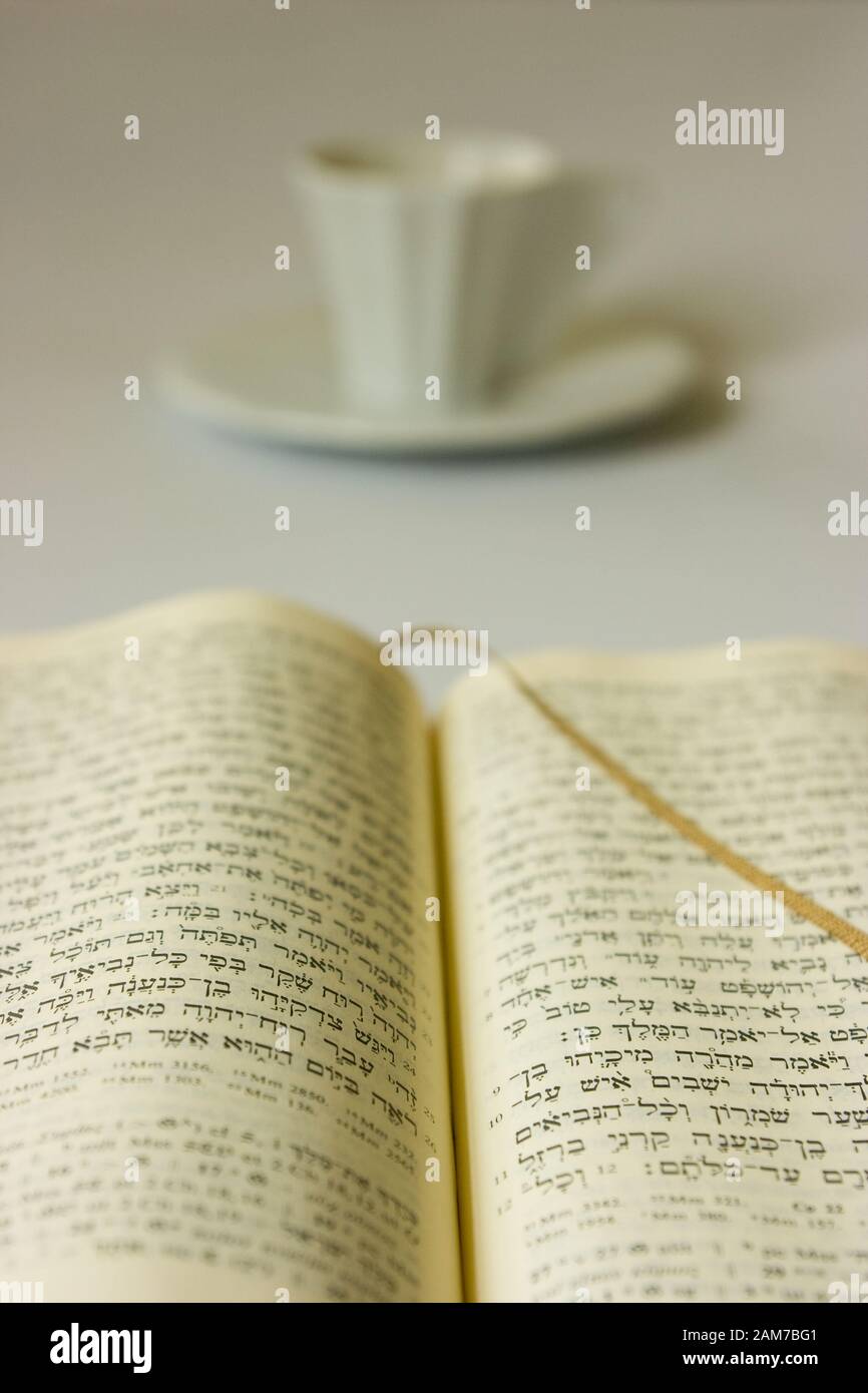 Holy Bible and a cup of coffee Stock Photo