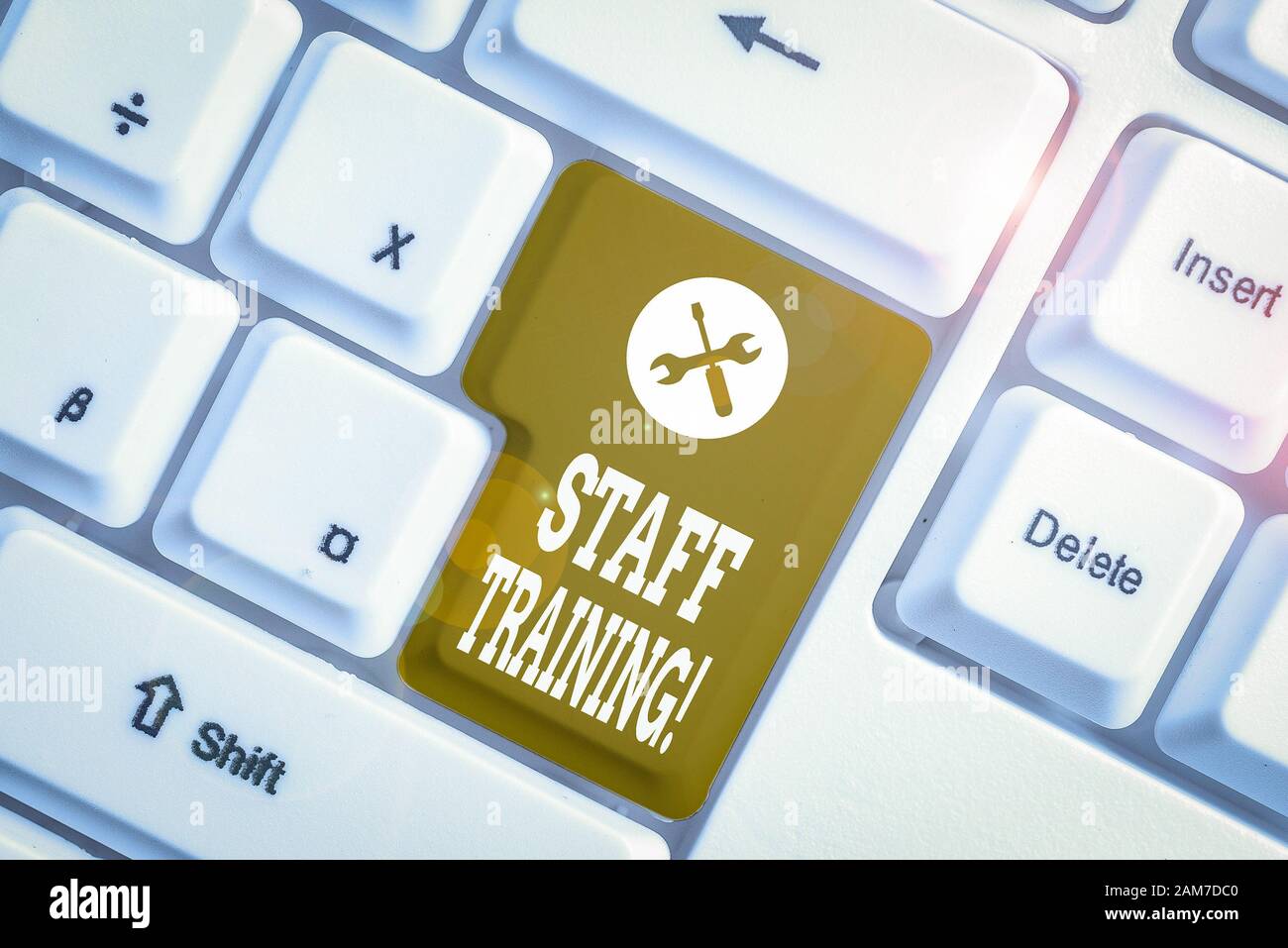 Computer Staff Text Handwriting text Staff Training. Conceptual photo program that helps ...