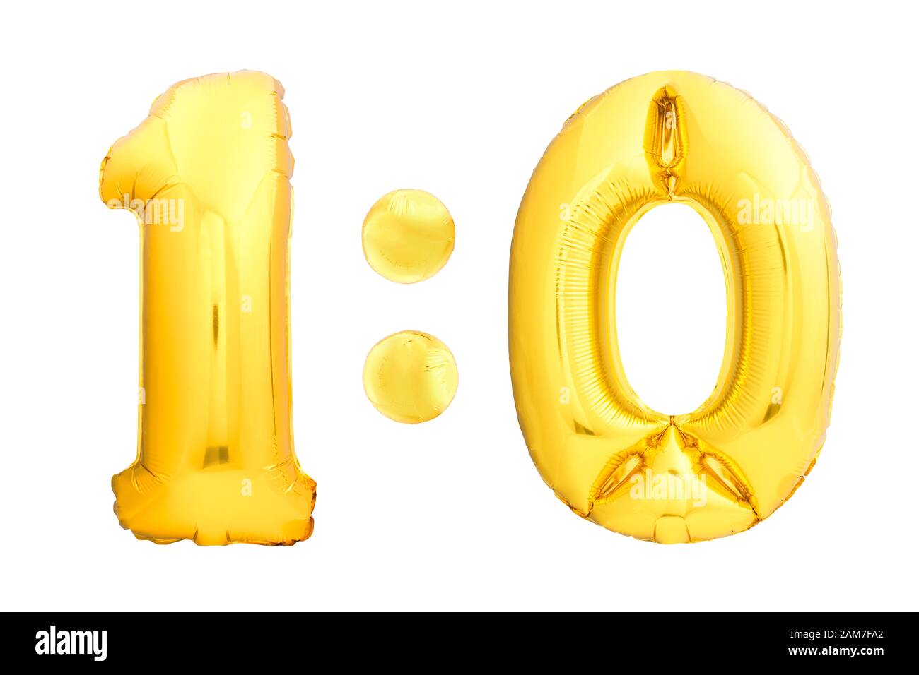 Football score 10 numbers one and zero made of golden inflatable