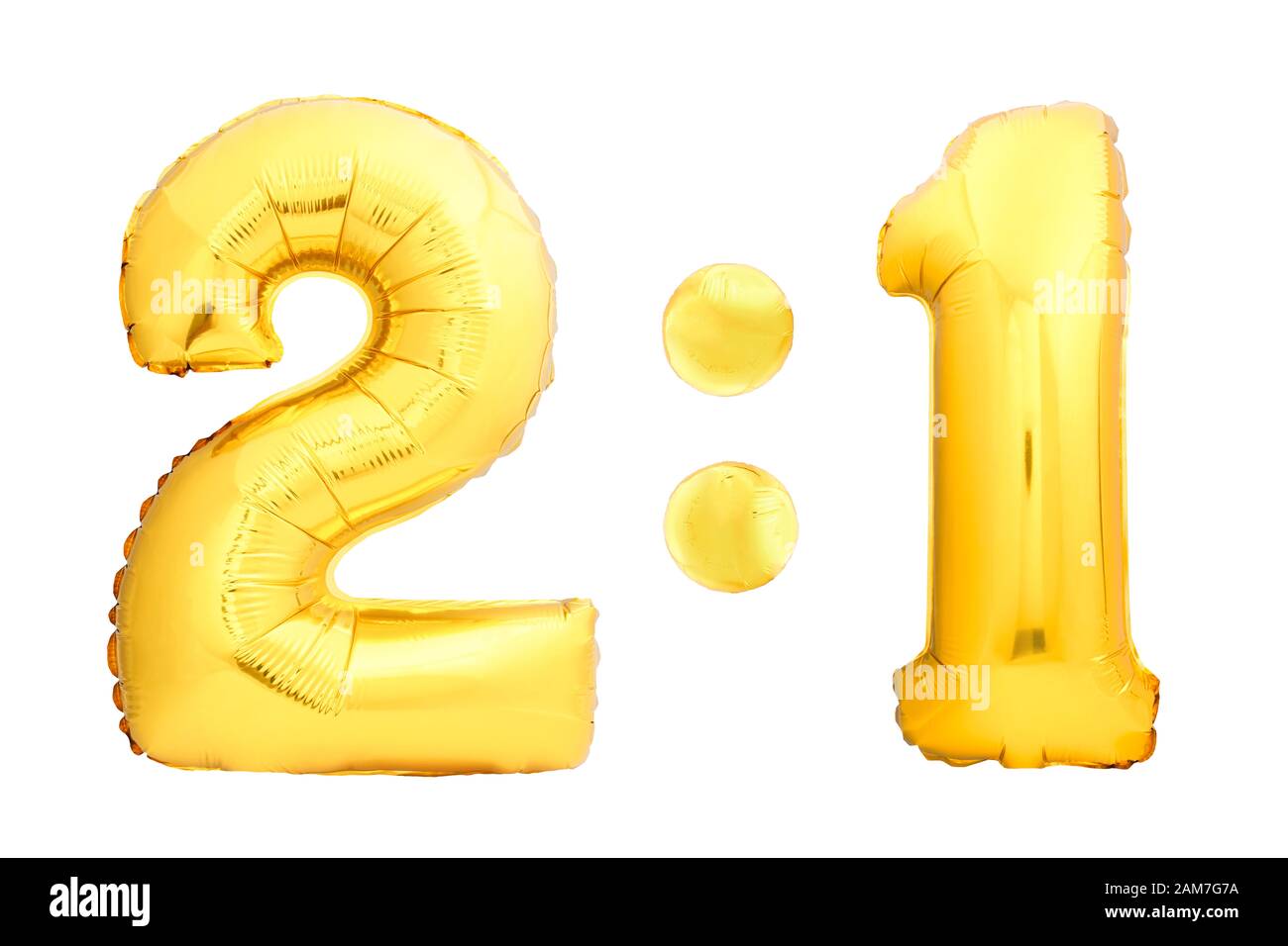 Football or hockey score 2:1 numbers two and one made of golden ...