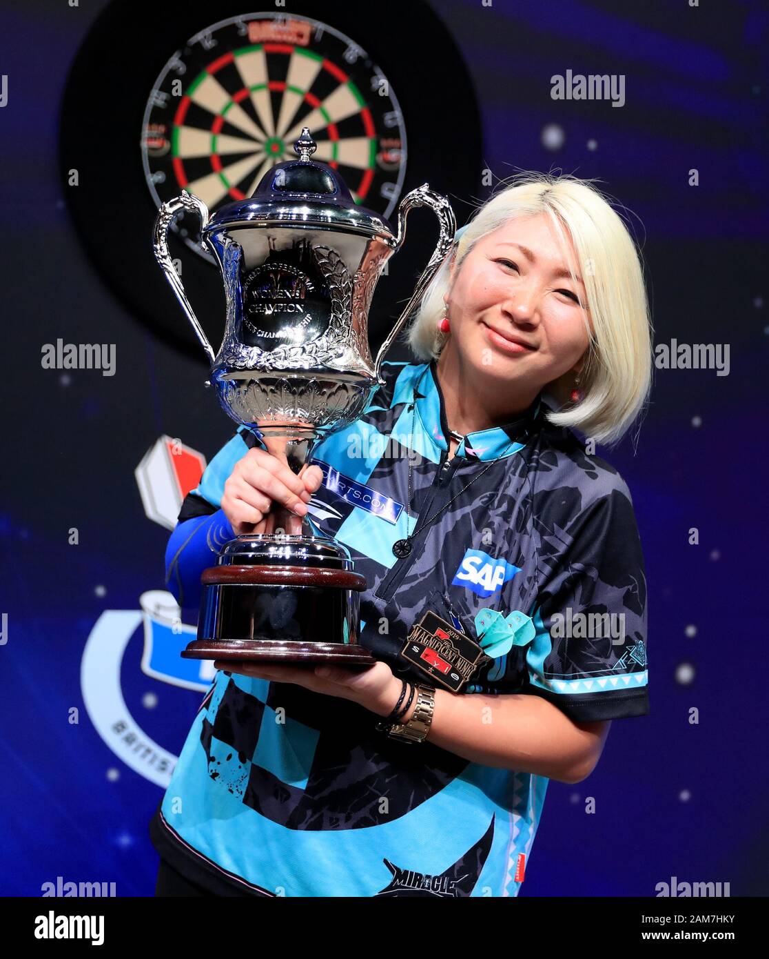 Mikuru Suzuki celebrates winning the women's championship eight of the BDO World Professional Darts Championships 2020 at The O2, London Stock Photo - Alamy