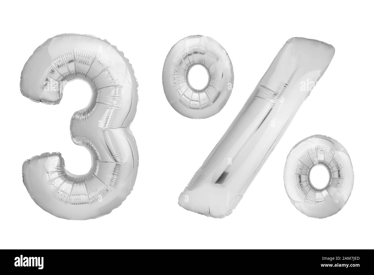 Chrome number 0 made of inflatable balloon isolated on white background Stock Photo