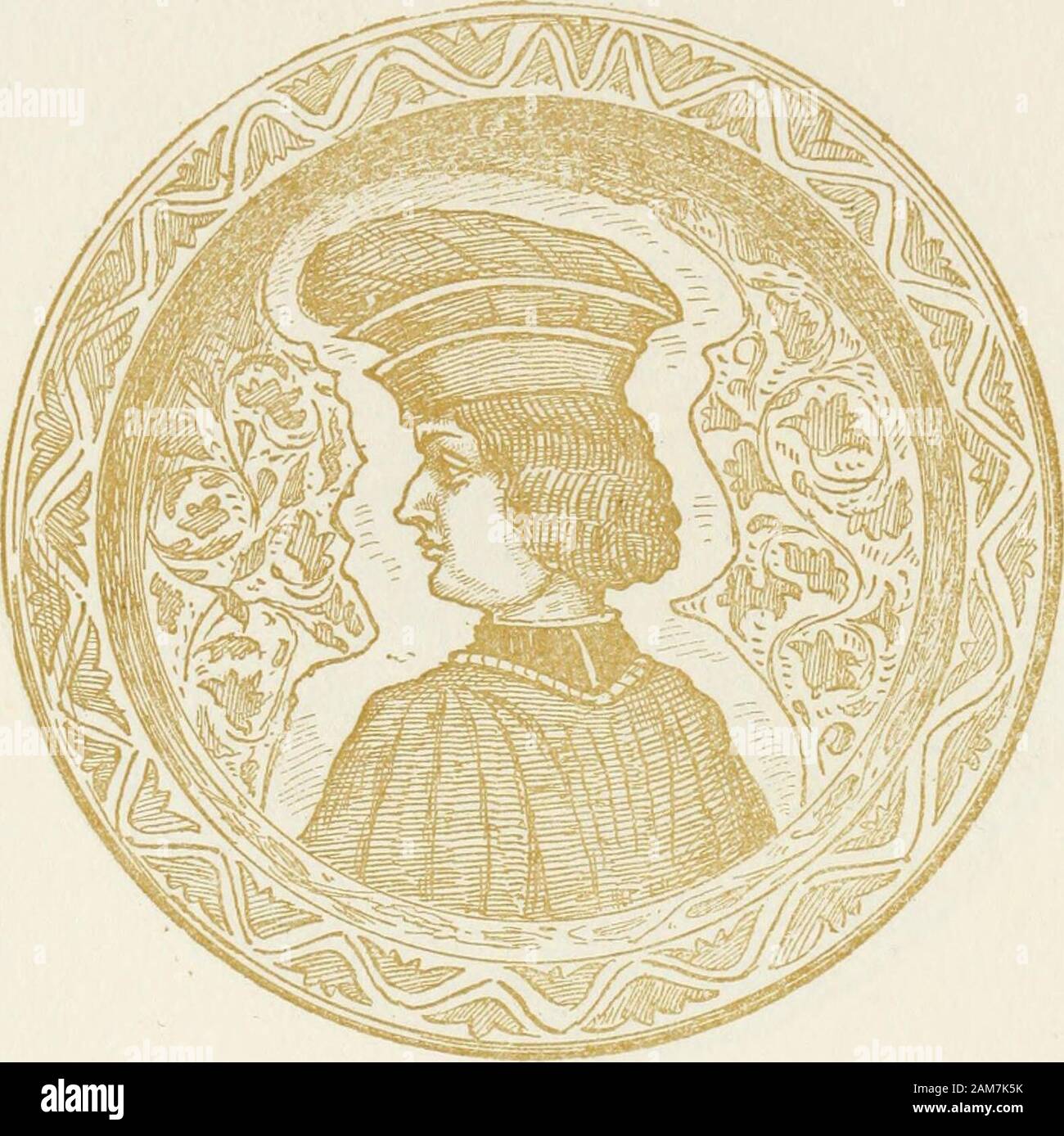 Oak-leaf jars; a fifteenth century Italian ware showing Moresco influence . Fig. 55.—BACILE. D. 68 cm. Formerly in the Leroux Collection. 58. Fig. 56.—BACILE. See Dr. Otto von Falkes Handbook, Majolika.1896. fig. 44. D. 69 cm. Kiuistgewerbe Museum, Berlin. 59 Stock Photo