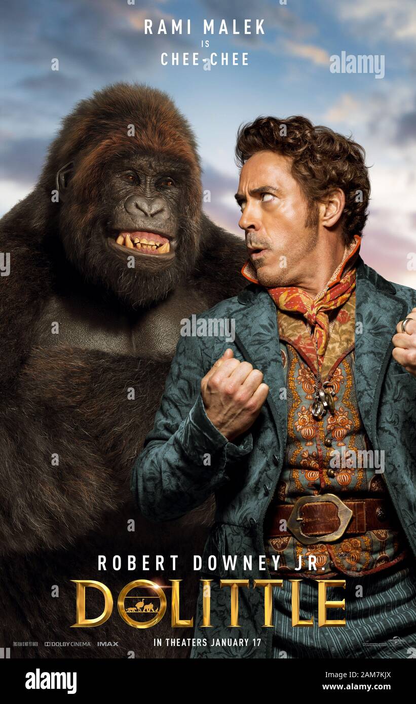 RELEASE DATE: January 17, 2020 TITLE: Doolittle STUDIO: Universal Pictures DIRECTOR: Stephen Gaghan PLOT: A physician discovers that he can talk to animals. STARRING: ROBERT DOWNEY JR. as Dr. John Dolittle poster art. (Credit Image: © Universal Pictures/Entertainment Pictures) Stock Photo