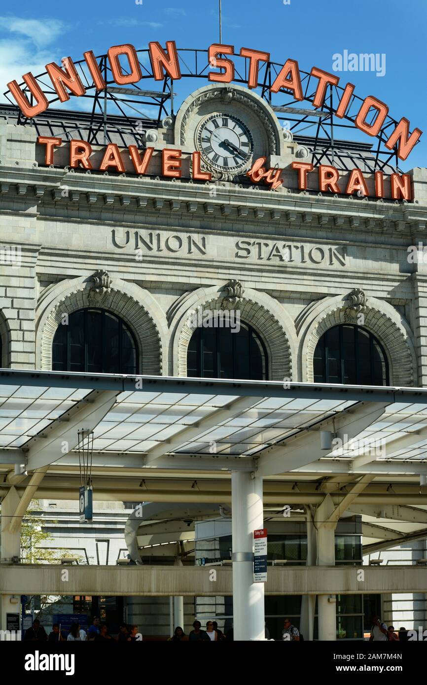 The historic Union Station in downtown Denver, Colorado, is a busy 