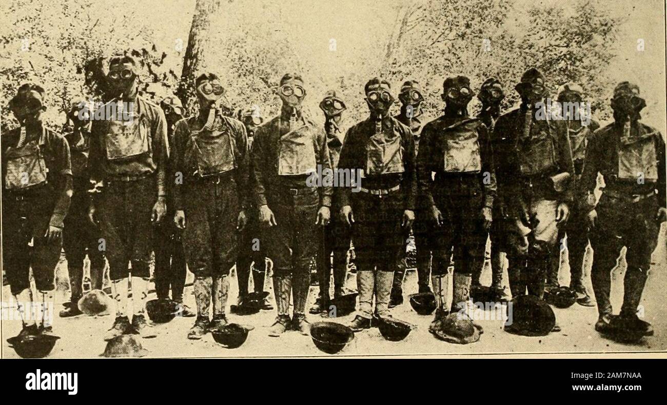 The people's war book; history, cyclopaedia and chronology of the great world war . Honoring Old Glory on German territory. s Jj:^. Americans Before St. Mihiel Salient. Before opening artillery fire on the Germans in the St. Mihiel salientthese American boys are seen with gas masks on awaitmg to receive the hnal word. Stock Photo