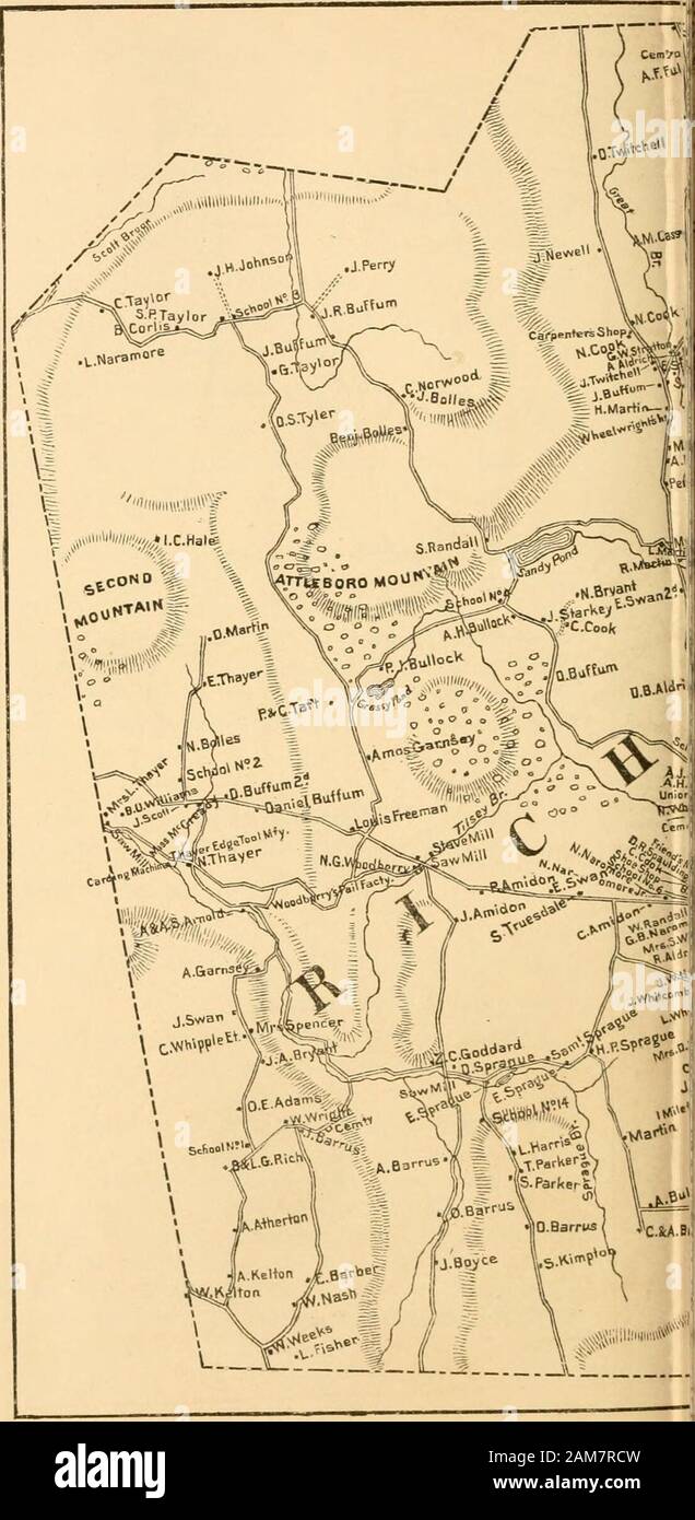History of the town of Richmond, Cheshire County, New Hampshire, from its first settlement, to 1882 . - refused to be set off to Troy. A PART OF RICHMOND ANNEXED TO WINCHESTER. , State of New Hampshire. In the 3ear of our Lord one thousand eight liundrcd and fifty. An act to sever a tract of Land from the town of Richmond, andannex the same to the town of Winchester. Sec. 1st. Be it enacted bj the Senate and House of Represent-atives in General Court convened, that the tract of land con-tained within the following boundaries, to wit: Beginning at thenorth-west corner of the town of Richmond an Stock Photo