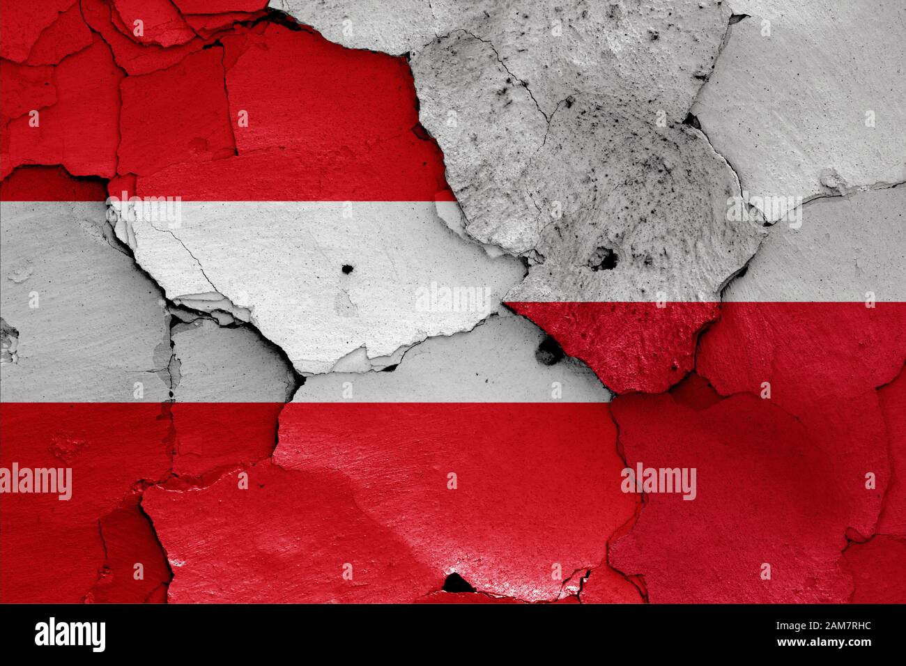 flags of Austria and Poland painted on cracked wall Stock Photo - Alamy