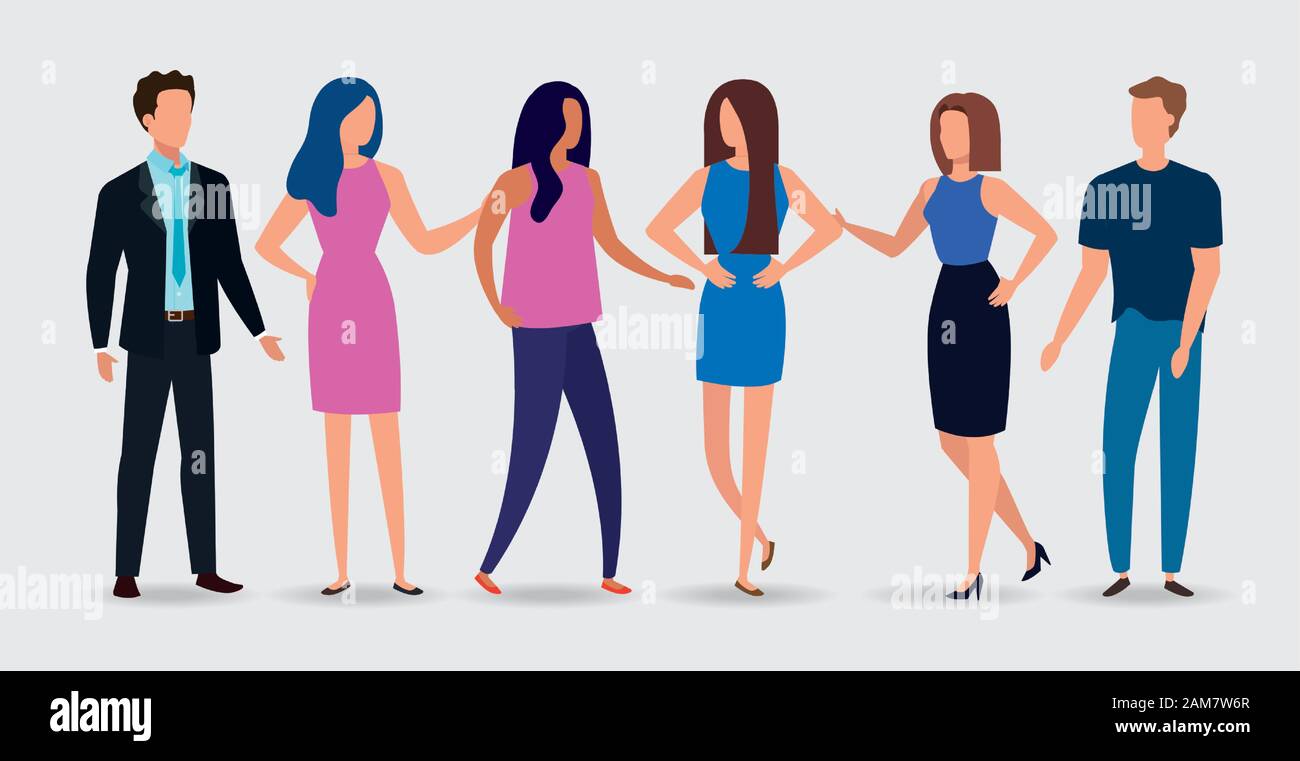 group of business people elegant avatar character Stock Vector Image ...