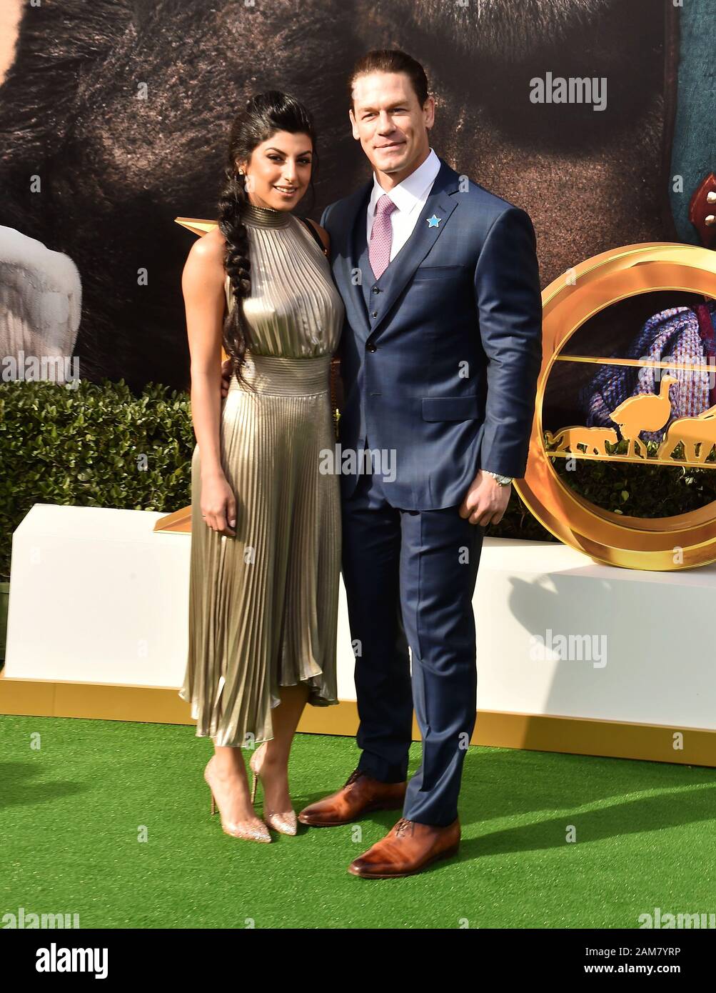 WESTWOOD, CA - JANUARY 11: Shay Shariatzadeh (L) and John Cena attend the Premiere of Universal Pictures' 'Dolittle' at Regency Village Theatre on January 11, 2020 in Westwood, California. Stock Photo