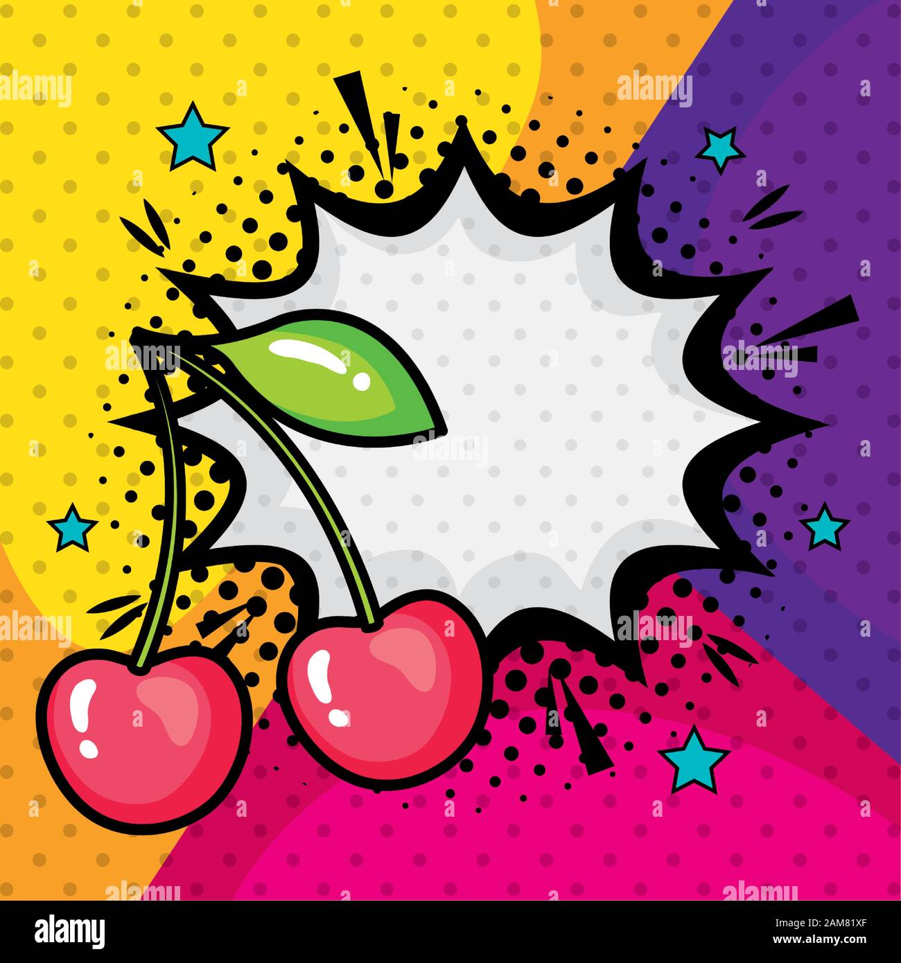 cherries with explosion pop art style icon Stock Vector Image & Art - Alamy