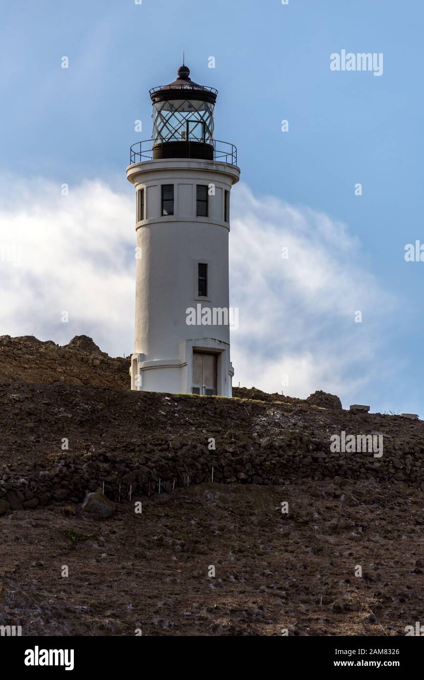 Anacapa Island Ranger lighthouse stands tall on top of the volcanic ...