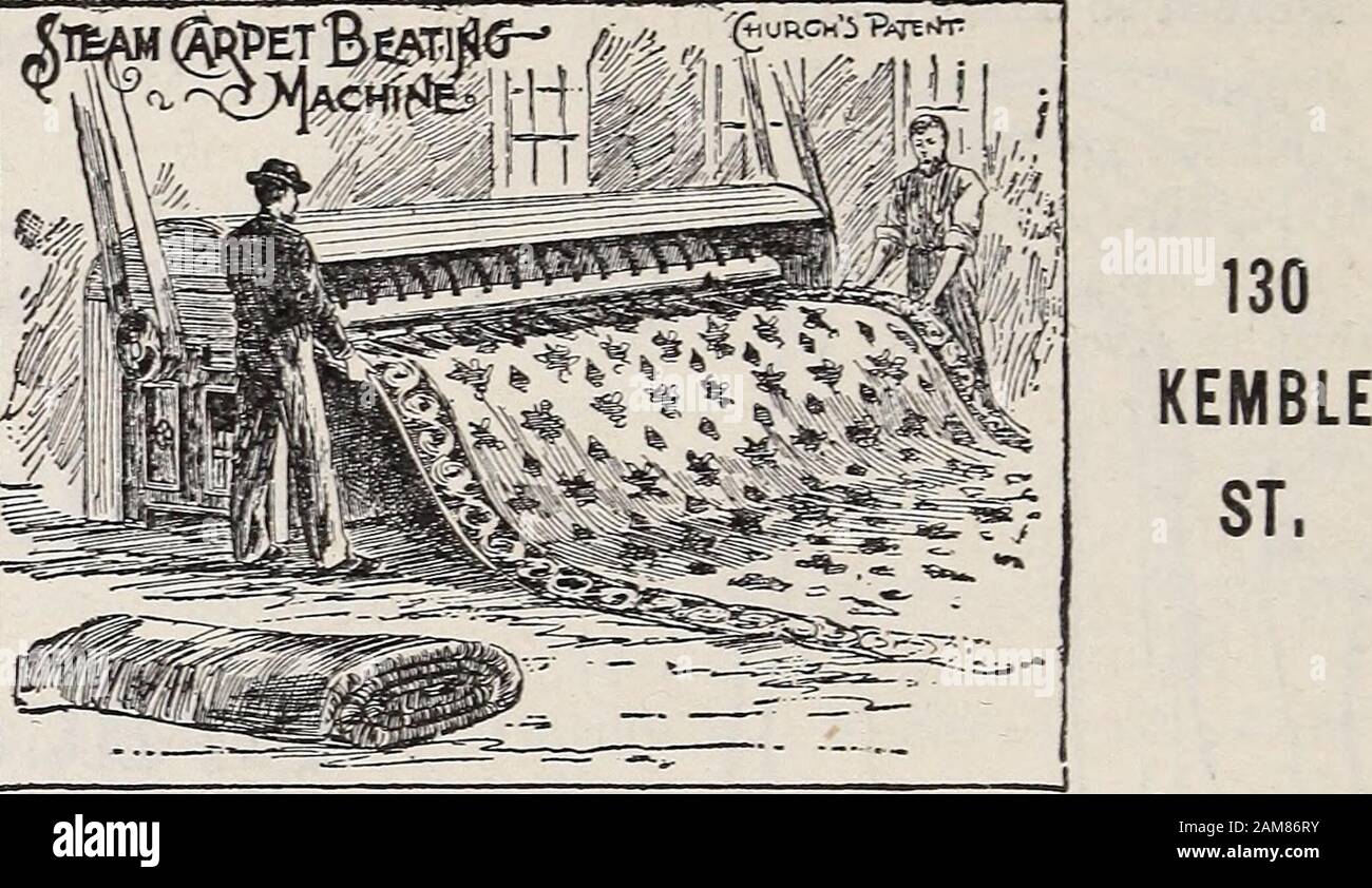 The Boston blue book ..: containing ..Boston, Brookline, Cambridge, Chestnut Hill and Milton .. . Church Naphtha Cleansing Company, OFFICE ANDWORKS:. STEAM CARPET BEATING. Furniture, Draperies, Rugs, Carpets, Mat- resses and Bedding of all kinds.CLEANSED and DISINFECTED, BY OUR PATENT Heated Naphtha Process. Fumigation and Naphtha Bath in cold Naphthaare alike unreliable. Stock Photo