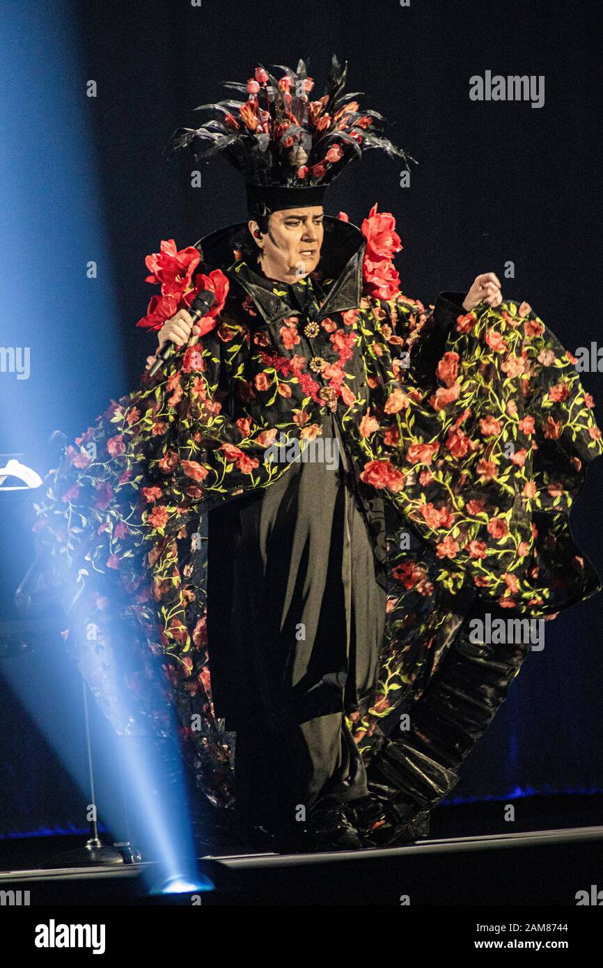 Milan Italy. 11 January 2020. The Italian pop singer-songwriter RENATO ZERO  performs live on stage at Mediolanum Forum during the Zero Il Folle In  Tour Stock Photo - Alamy