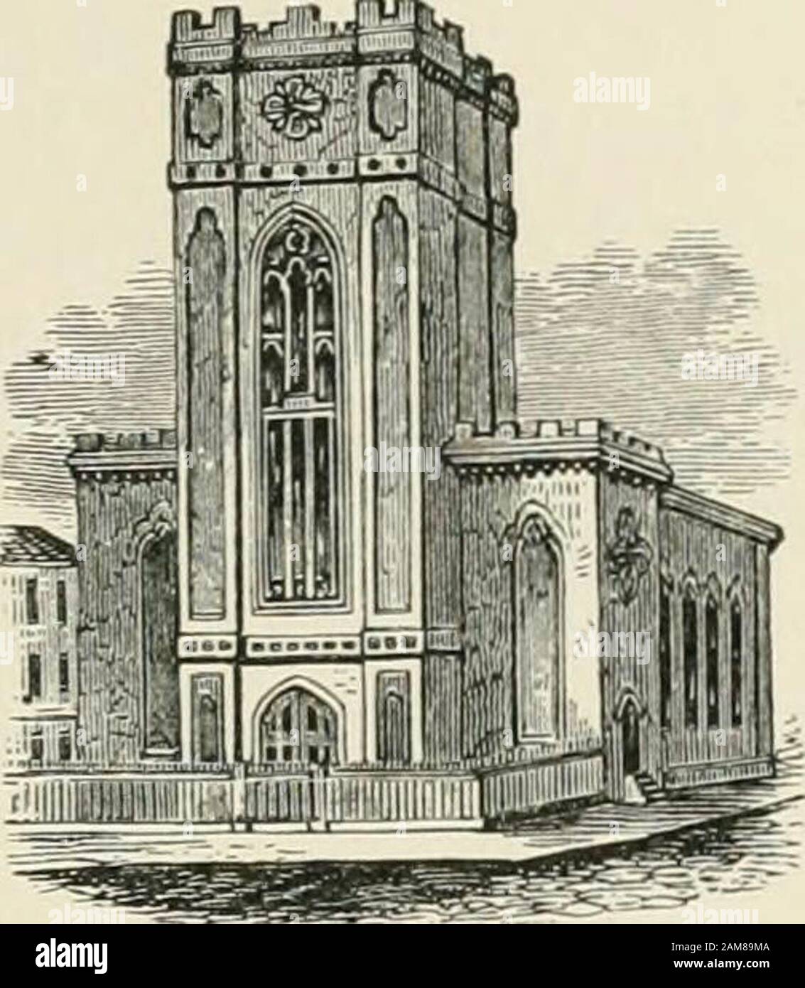 Old landmarks and historic personages of Boston . ched from the top FROM CHURCH GREEN TO LIBERTY TREE. 387 to the bottom of the east end of the church, containing theDecalogue, the Lords Prayer, and the Apostles Creed. ButGovernor Shirley, who hail so liberally aided the Chapel, gaveTrinity a service for communion, table-cloths, and books. PeterFaneuil had in 1741 offered &lt;£ 100 towards an organ, but onewas not procured until 1744. When General Washington was in Boston in 1789 he passedthe Sabbath here, and went to hearDr. (afterwards Bishop) Parker in theforenoon, and to Brattle Street in Stock Photo