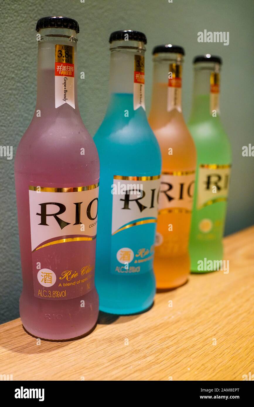 Zhuhai China November 2018 Rio Cocktails Of Different Flavors On The Table Rio Is A Chinese Ready To Drink Alcopop Beverage Brand Conceived In 20 Stock Photo Alamy