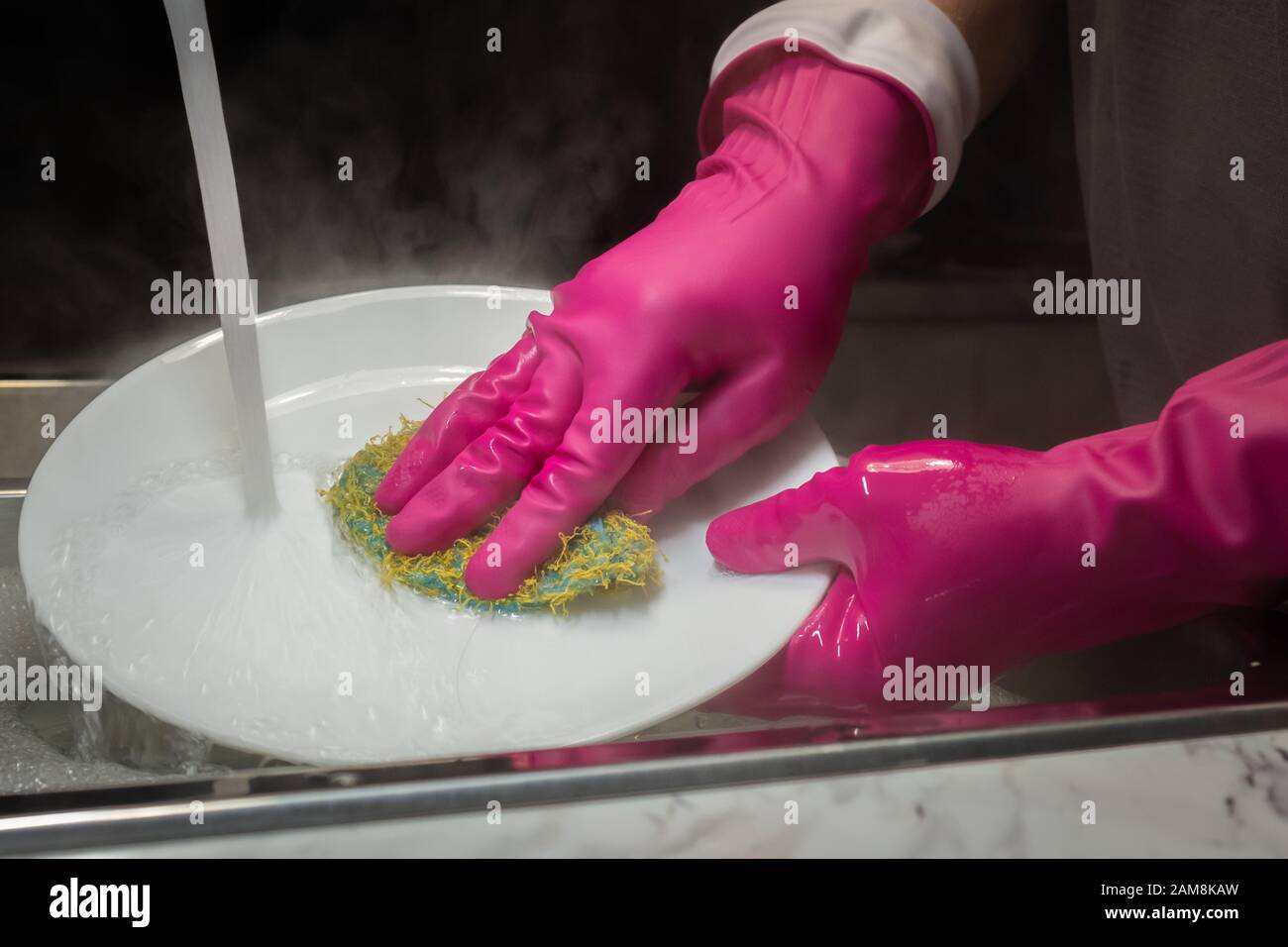 pink dish gloves