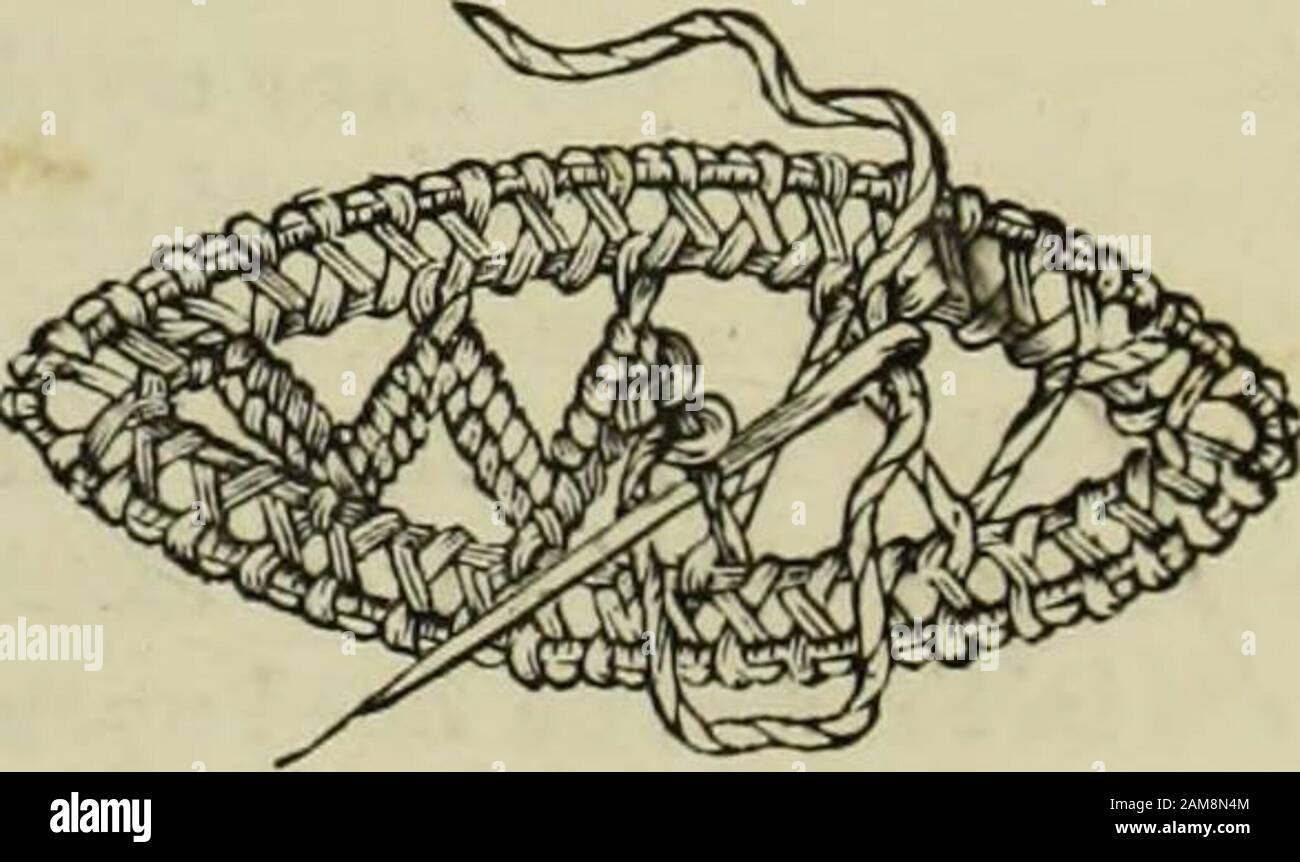 The dictionary of needlework : an encyclopaedia of artistic, plain, and fancy needlework dealing fully with the details of all the stitches employed, the method of working, the materials used, the meaning of technical terms, and, where necessary, tracing the origin and history of the various works described . le.—The French for needle. Aiguillette. — A trimming of cords terminating intags of gimp, silk, gold, silver, or black metal. Alaska Seal Pur.—A comparatively inexpensive de-scription of Seal-skin. It is of a pale brown or fawncolour, and is employed for tippets, muffs, and trimmings. Alb Stock Photo
