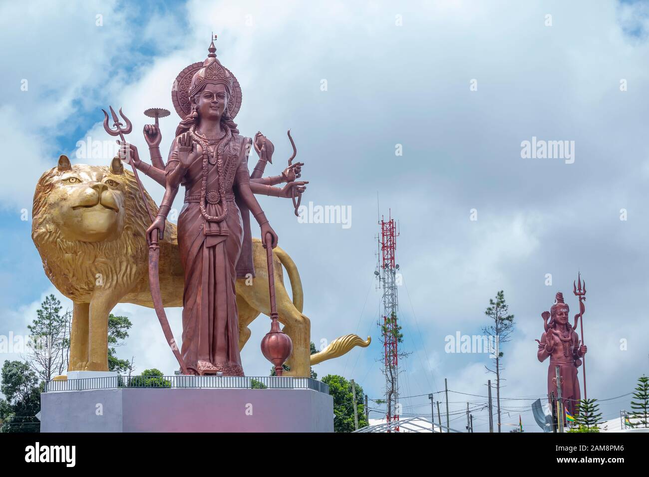Statue of Hindu Gods at sacred lake of Grand Bassin, Mauritius Stock Photo
