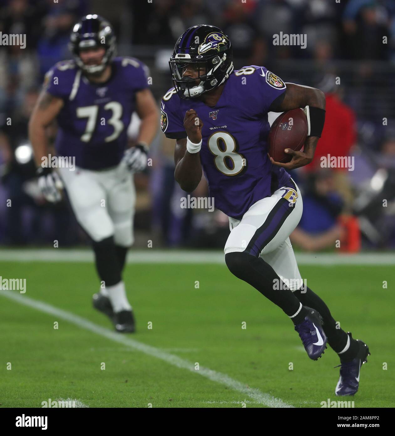 Baltimore Ravens QB Lamar Jackson (8) in action during a game against the Minnesota  Vikings at M&T Bank Stadium in Baltimore, Maryland on November 7, 2021.  Photo/ Mike Buscher / Cal Sport