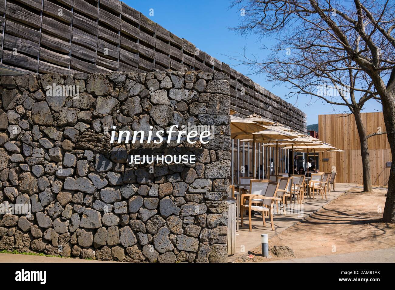 Jeju, Korea, 8th, March, 2019. Innisfree Jeju House in the daytime. It's a flagship store and cafe in Jeju Island, where you can experience and purcha Stock Photo