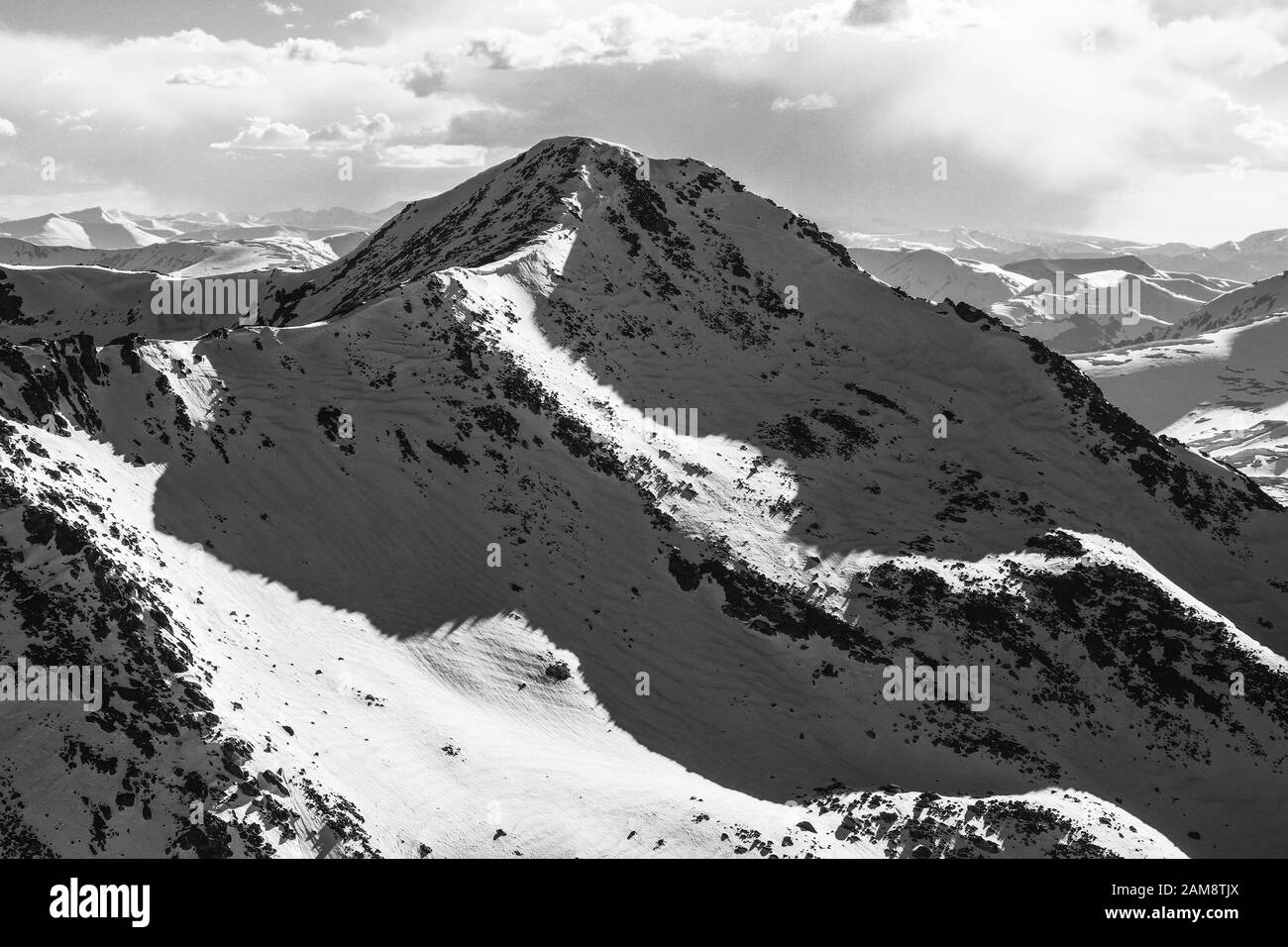 Colorado Rocky Mountain Panorama in snow and black and white Stock ...