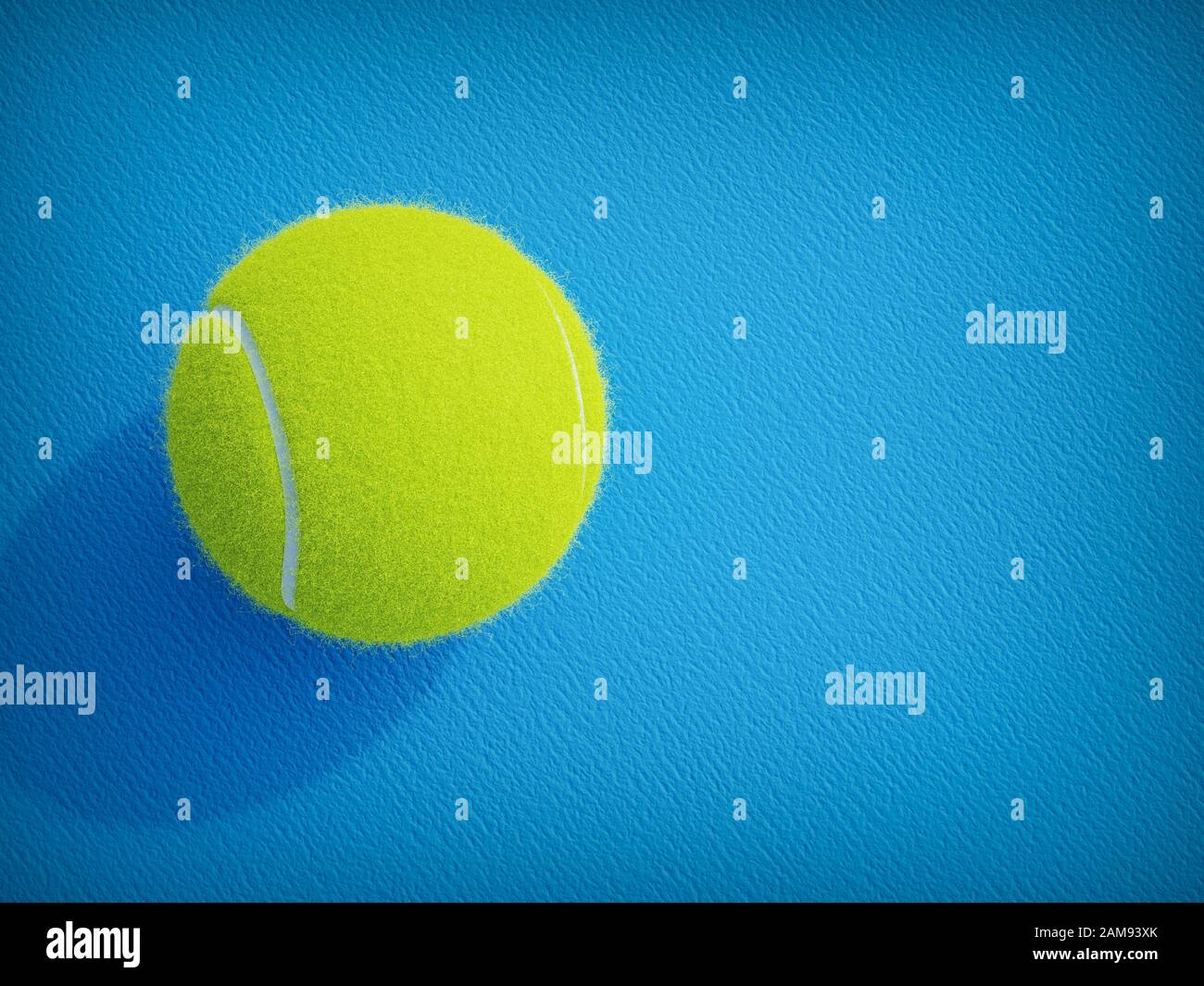 3d rendering tennis ball on blue concrete floor Stock Photo Alamy