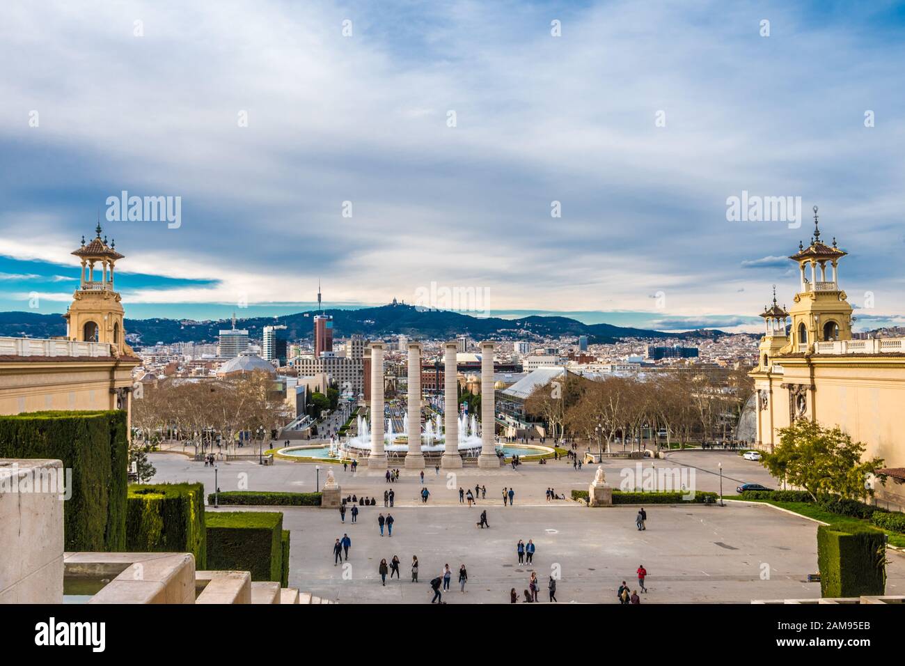 View of the city of Barcelona from Montjuic Stock Photo