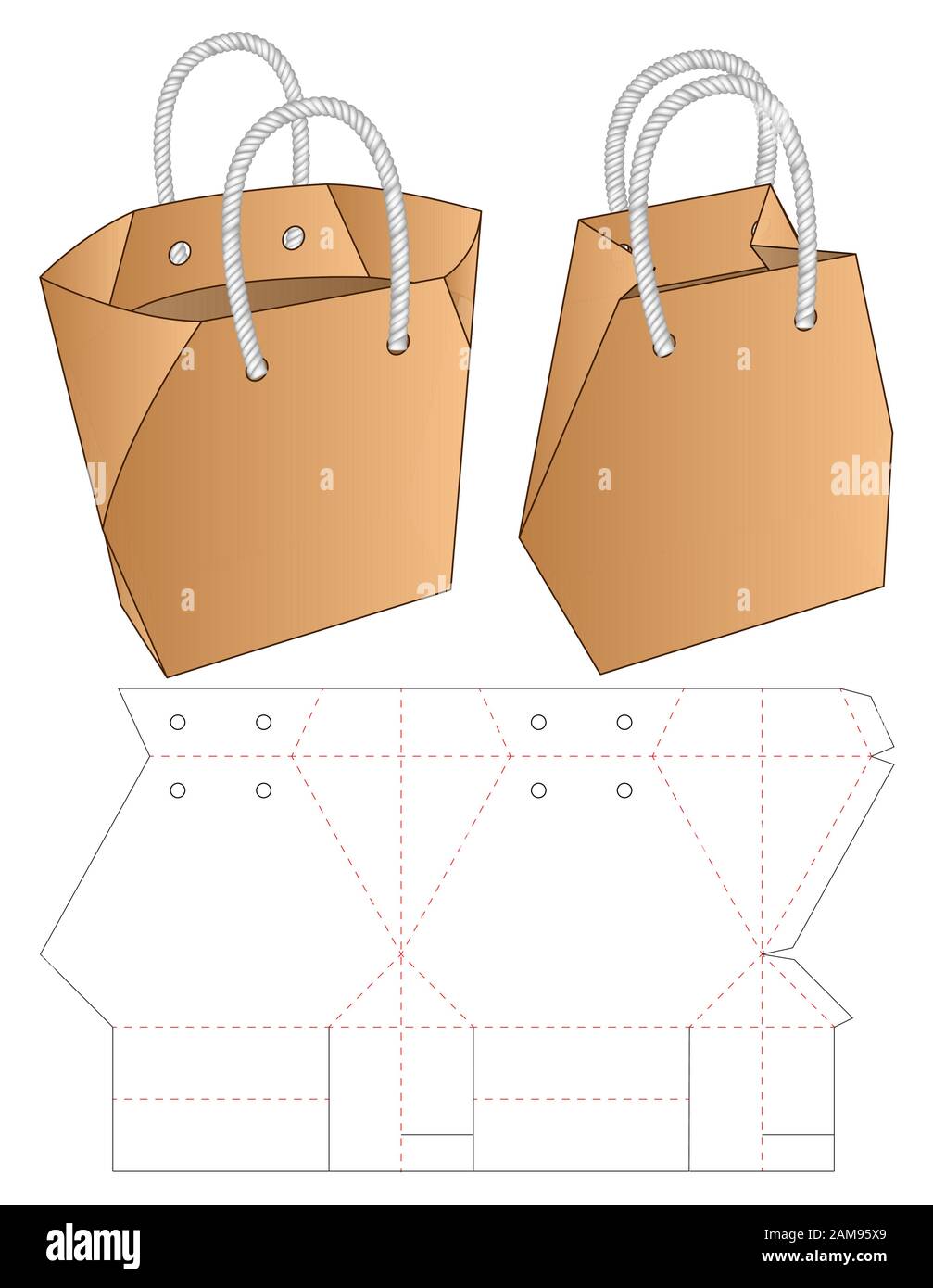 Paper Bag + Die-Cut Handle: Black Kraft Large 300mm (W) x 420mm (H) + 120mm  (G) - Carton of 100 - New Directions Australia