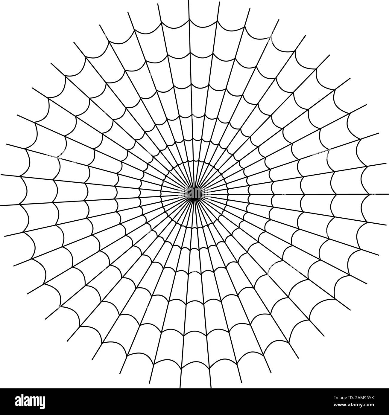 Black and white vector cartoon spider web. Simple image with cobweb for halloween party. Stock Vector