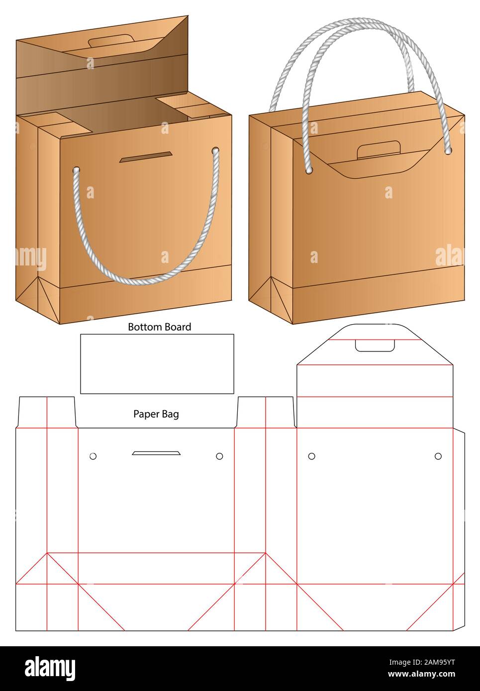 Paper Bag packaging die cut template design. 3d mock up Stock Vector Image Art Alamy
