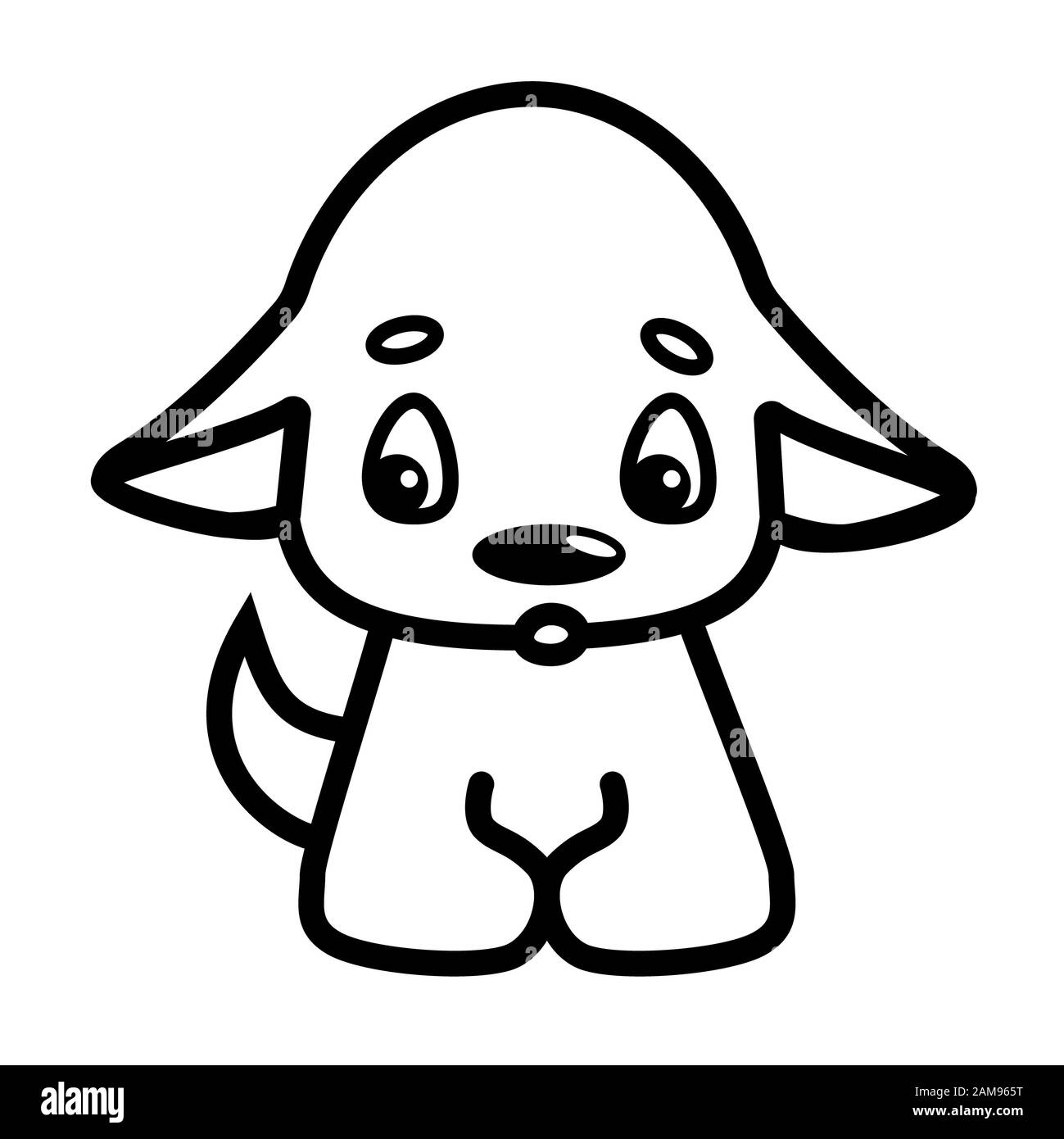 puppy cartoon black and white