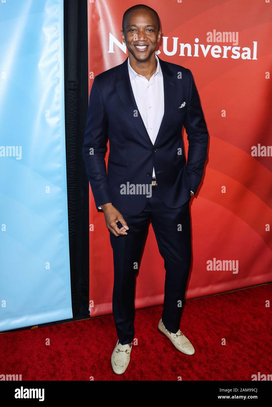PASADENA, LOS ANGELES, CALIFORNIA, USA - JANUARY 11: J. August Richards arrives at the 2020 NBCUniversal Winter TCA Press Tour held at The Langham Huntington Hotel on January 11, 2020 in Pasadena, Los Angeles, California, United States. (Photo by Xavier Collin/Image Press Agency) Stock Photo