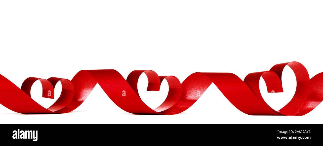 Heart shaped red ribbon isolated on white background Stock Photo - Alamy