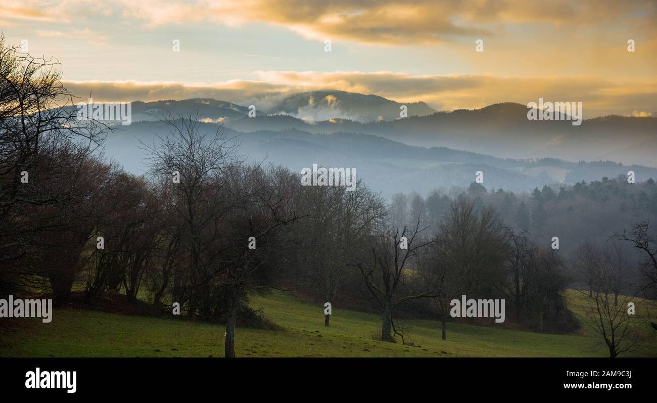 mountain Schönberg above the city of Freiburg in the black forest in germany Stock Photo