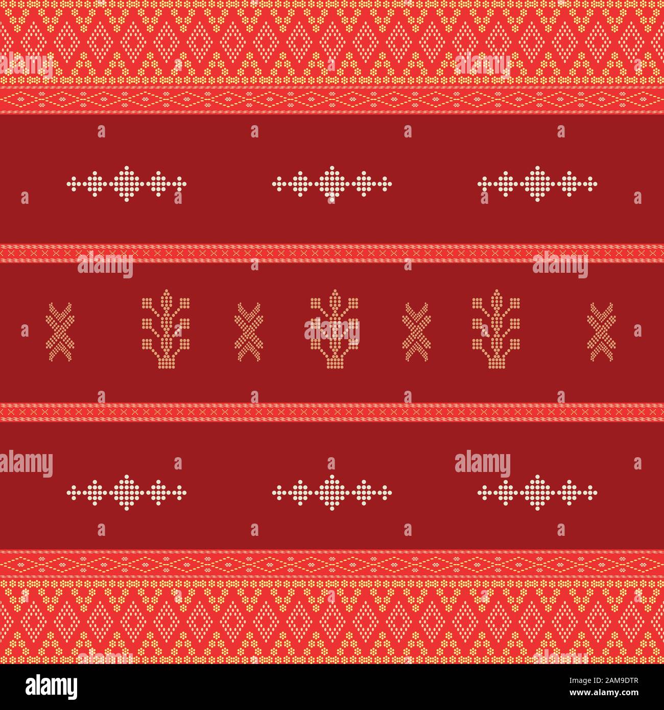 Creative design cloth Horizontal pattern. Tribal ethnic ornament seamless pattern. Colorful vector illustration. Ethnic motif batik for textile Stock Vector
