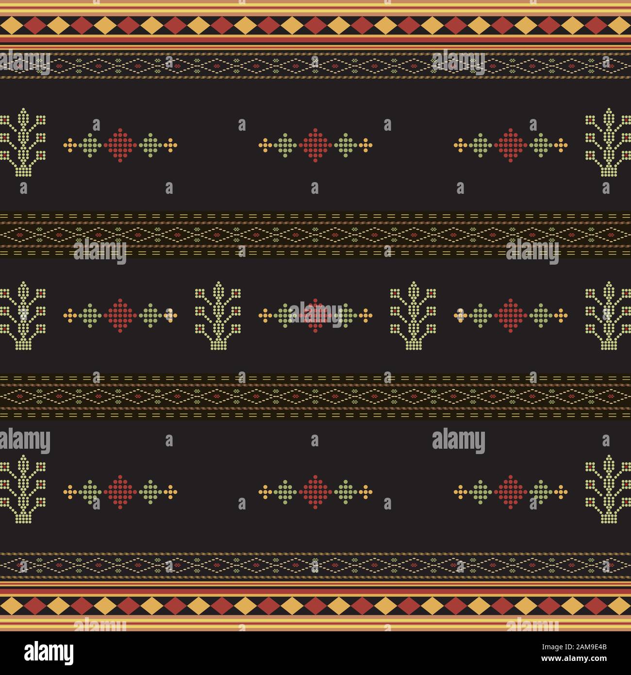 Creative design cloth horizontal pattern. Tribal ethnic ornament seamless pattern. Colorful vector illustration. Ethnic motif batik for textile Stock Vector