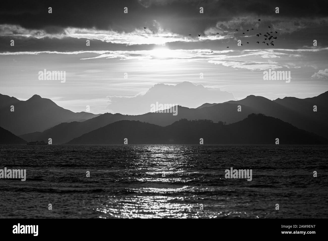 Lantau Island taken from Lamma Island Stock Photo