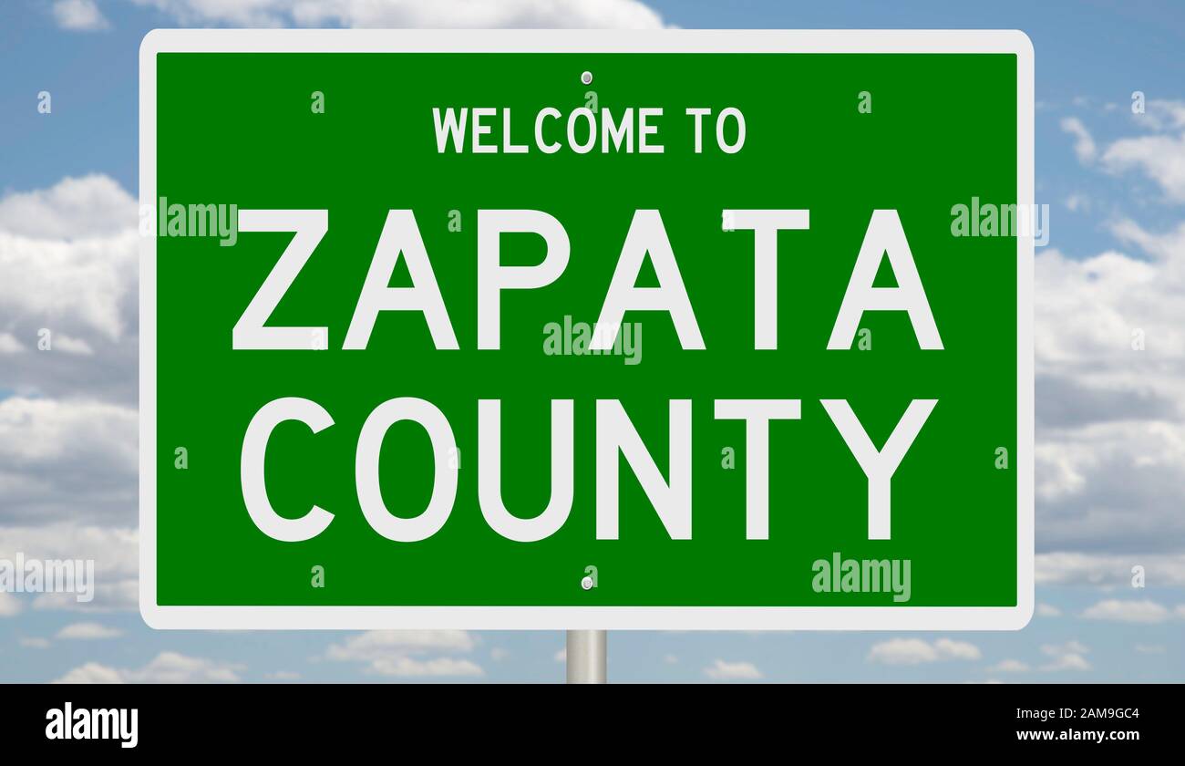 Rendering of a green 3d highway sign for Zapata County Stock Photo Alamy