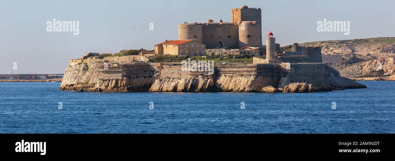 the chateau d'if on the island in front of city of Marseille Stock Photo