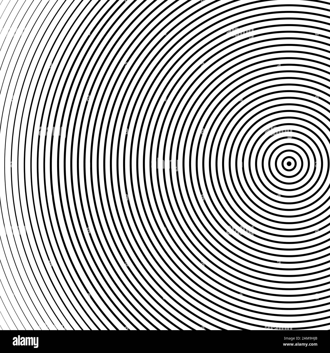 Abstract concentric circles texture in black and white colors, background pattern in modern style. Stock Vector