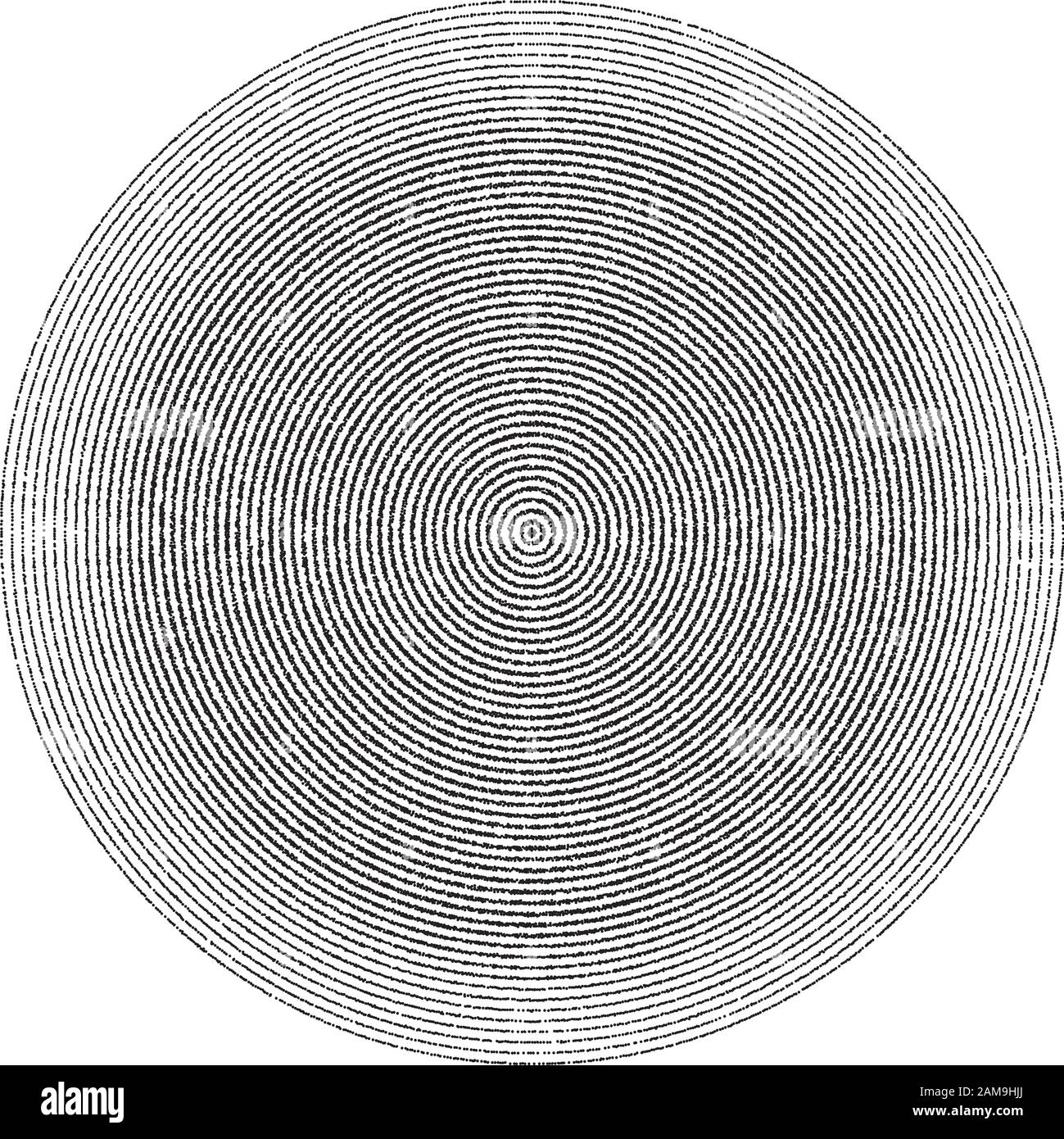 Abstract concentric circles texture in black and white colors, background pattern in modern style. Stock Vector