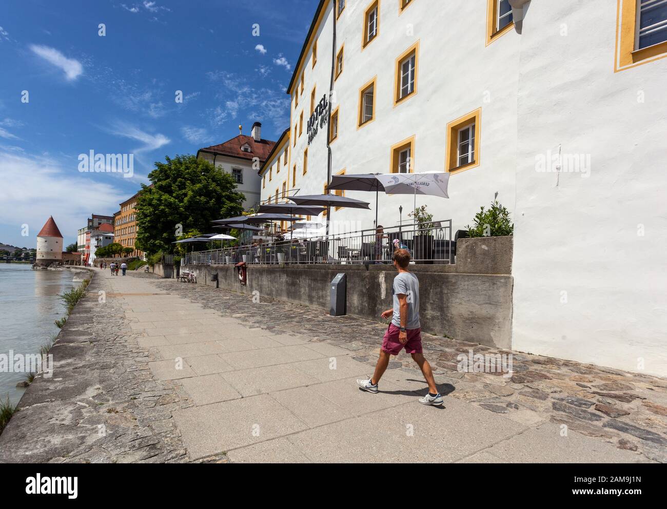 Riverfront Inn Passau Bavaria Germany Stock Photo